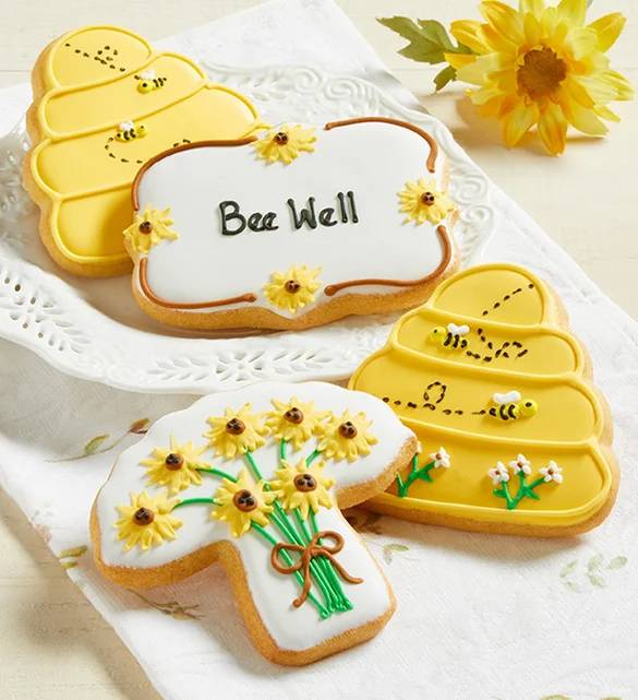 ¡Que te mejores pronto! Galletas artesanales glaseadas (Galletas artesanales glaseadas Bee Well - 4 unidades)
