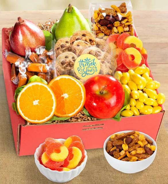 Caja de regalo de frutas frescas y dulces Thank You