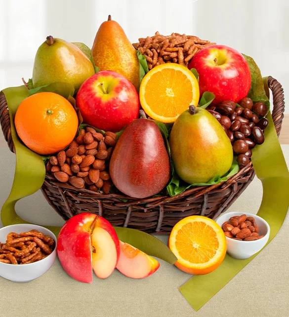 Cesta de regalo de frutas y frutos secos del valle de Modesto