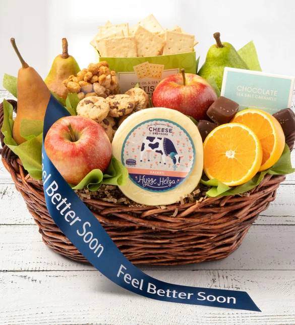 Cesta de regalo de frutas vintage para desear pronta recuperación