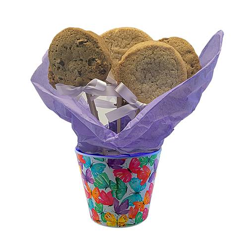 Galletas gourmet con forma de maceta de mariposa (media docena)