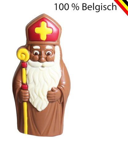 Santo de chocolate con leche Callebaut de 18 cm con gafas y bastón - Figura de lujo