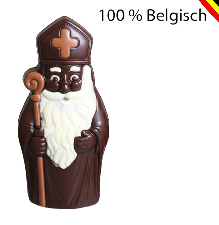Figura de San Nicolás de chocolate negro Callebaut de 18 cm con gafas y bastón - Figura de lujo