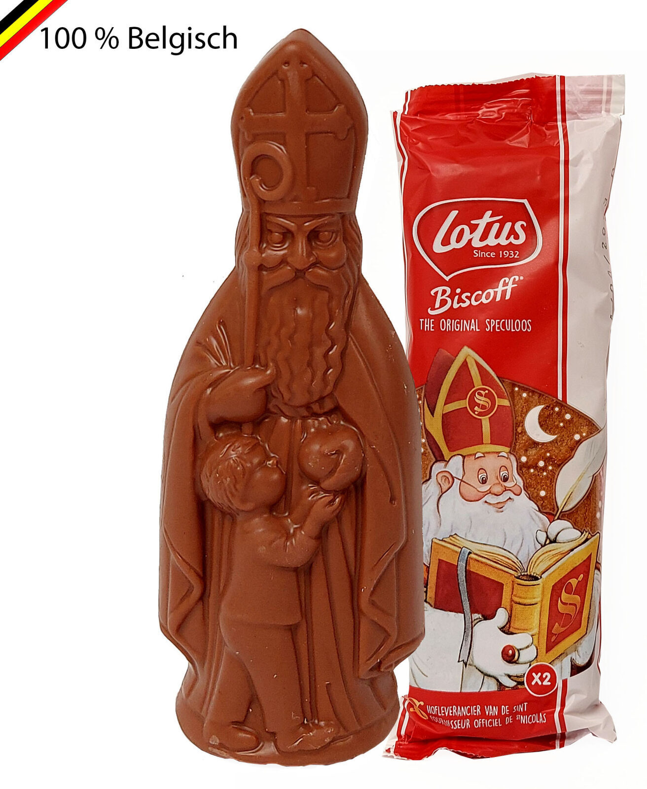 Chocolate belga Callebaut Sint 15 cm y Lotus Biscoff
