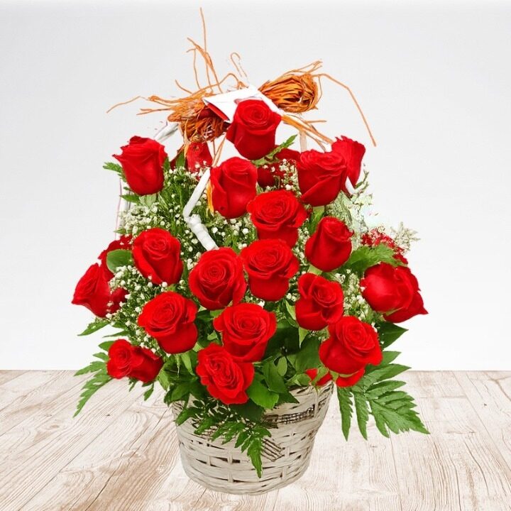 Cesta de 25 rosas rojas