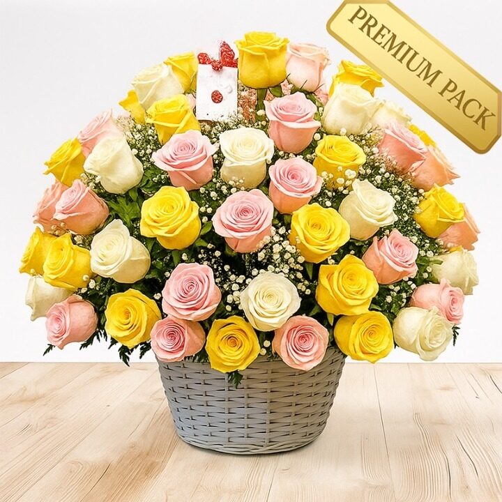 Cesta de 50 rosas