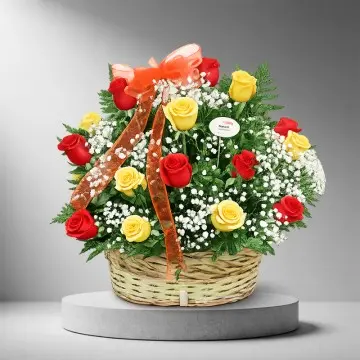 Cesta de 25 rosas rojas