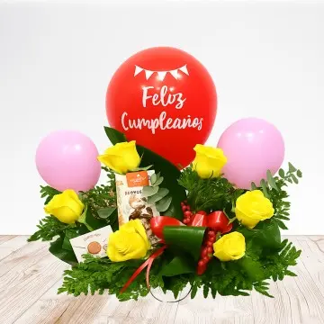 Mini arreglo floral de 6 rosas