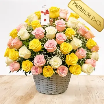Cesta de 50 rosas