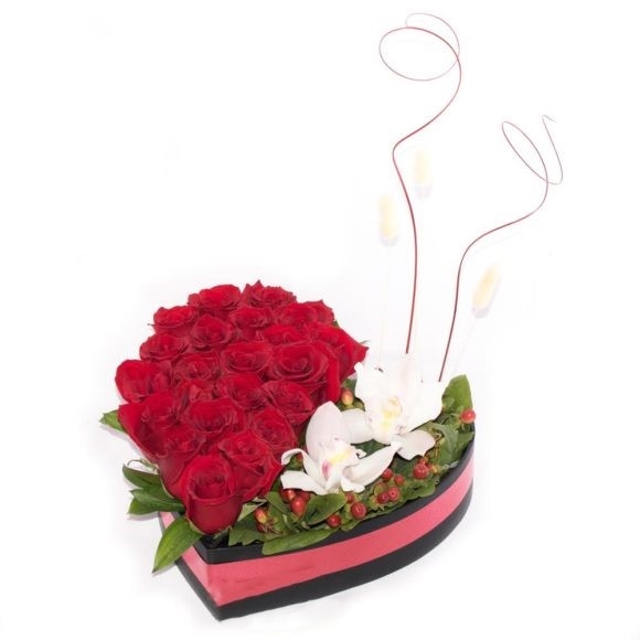 Arreglo De Rosas Y 2 Orquídeas