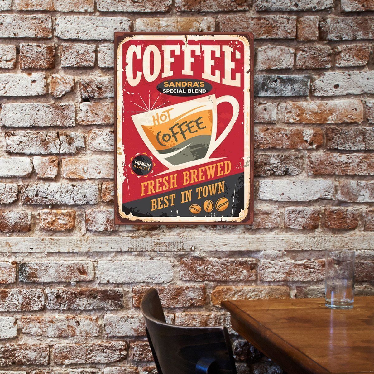 Impresión en lienzo personalizada con letrero de café vintage