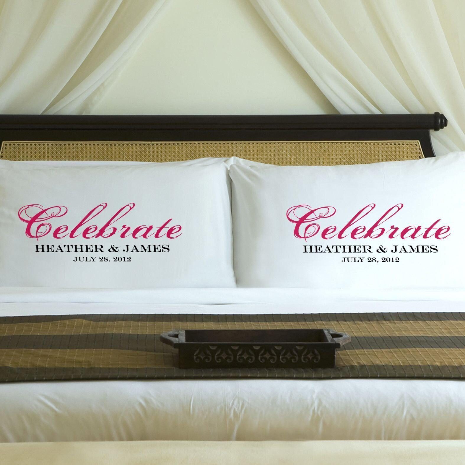 Juego de fundas de almohada personalizadas para celebraciones en pareja