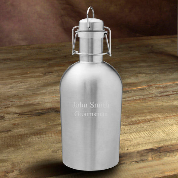 Botella de cerveza de acero inoxidable aislada y personalizada