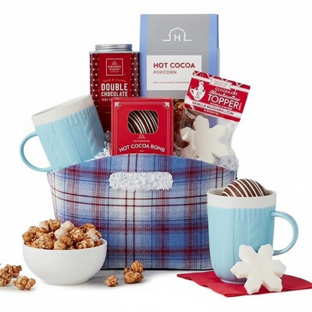 Cesta de regalo de chocolate caliente