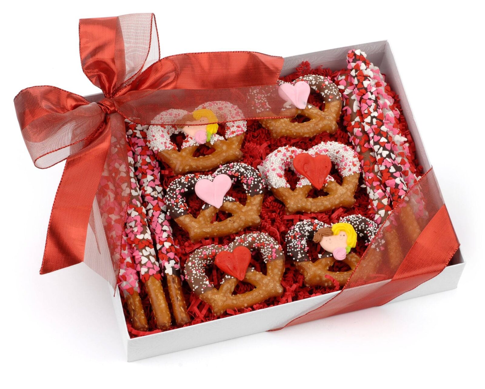 Caja de regalo de 12 varitas y espirales de pretzel románticas