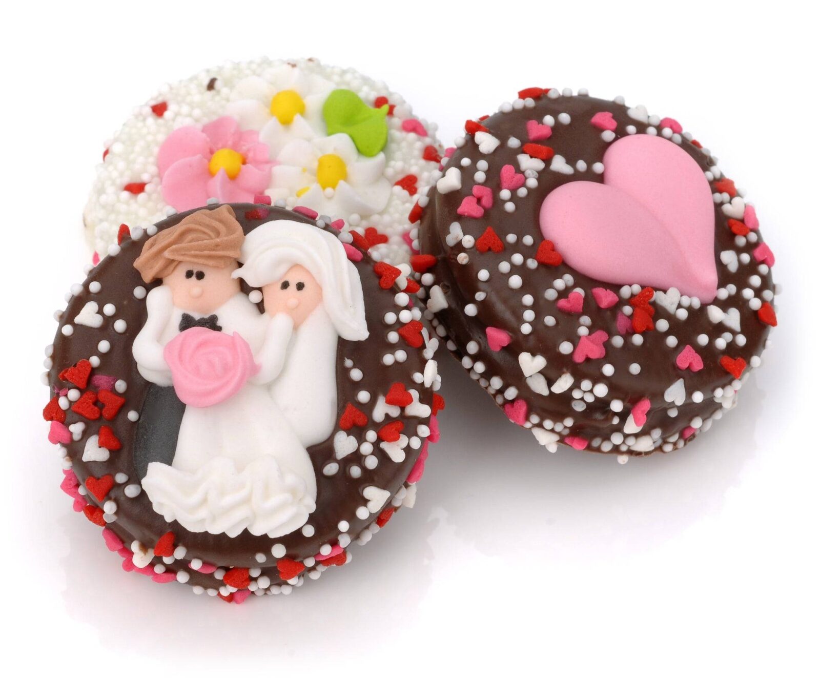 Galleta sándwich individual bañada y decorada a mano para bodas