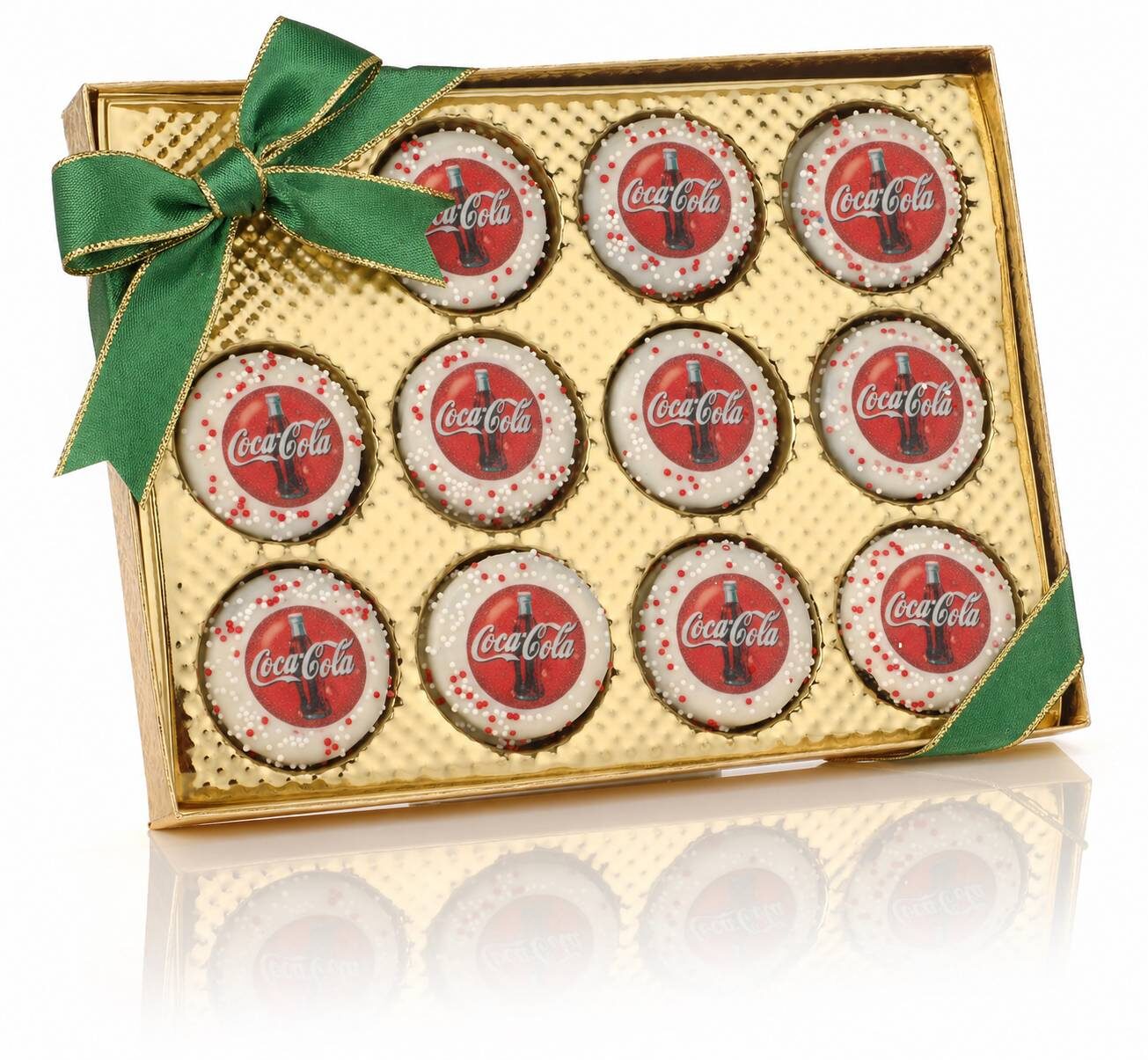 Galletas sándwich con logo - Ventana dorada - Caja de 12 unidades