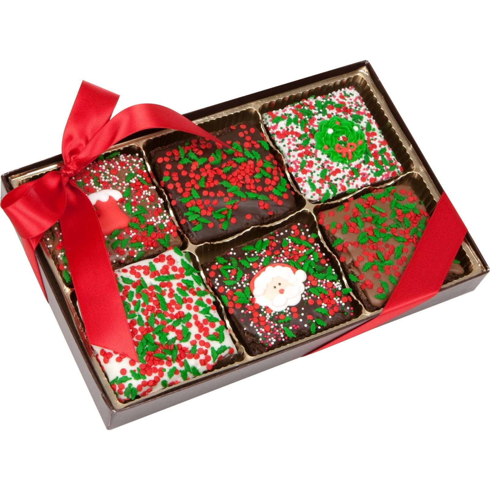 Brownies extra grandes de triple chocolate para Navidad - Caja de regalo de 6 unidades