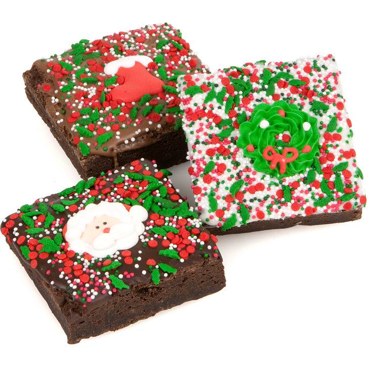 Brownies navideños extra grandes de triple chocolate - Individualmente envueltos