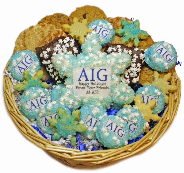 Artículos de invierno personalizados con logo - Cesta de galletas navideñas - 37 piezas