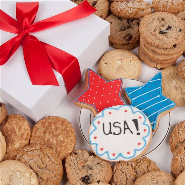 Caja de regalo de galletas con diseño patriótico