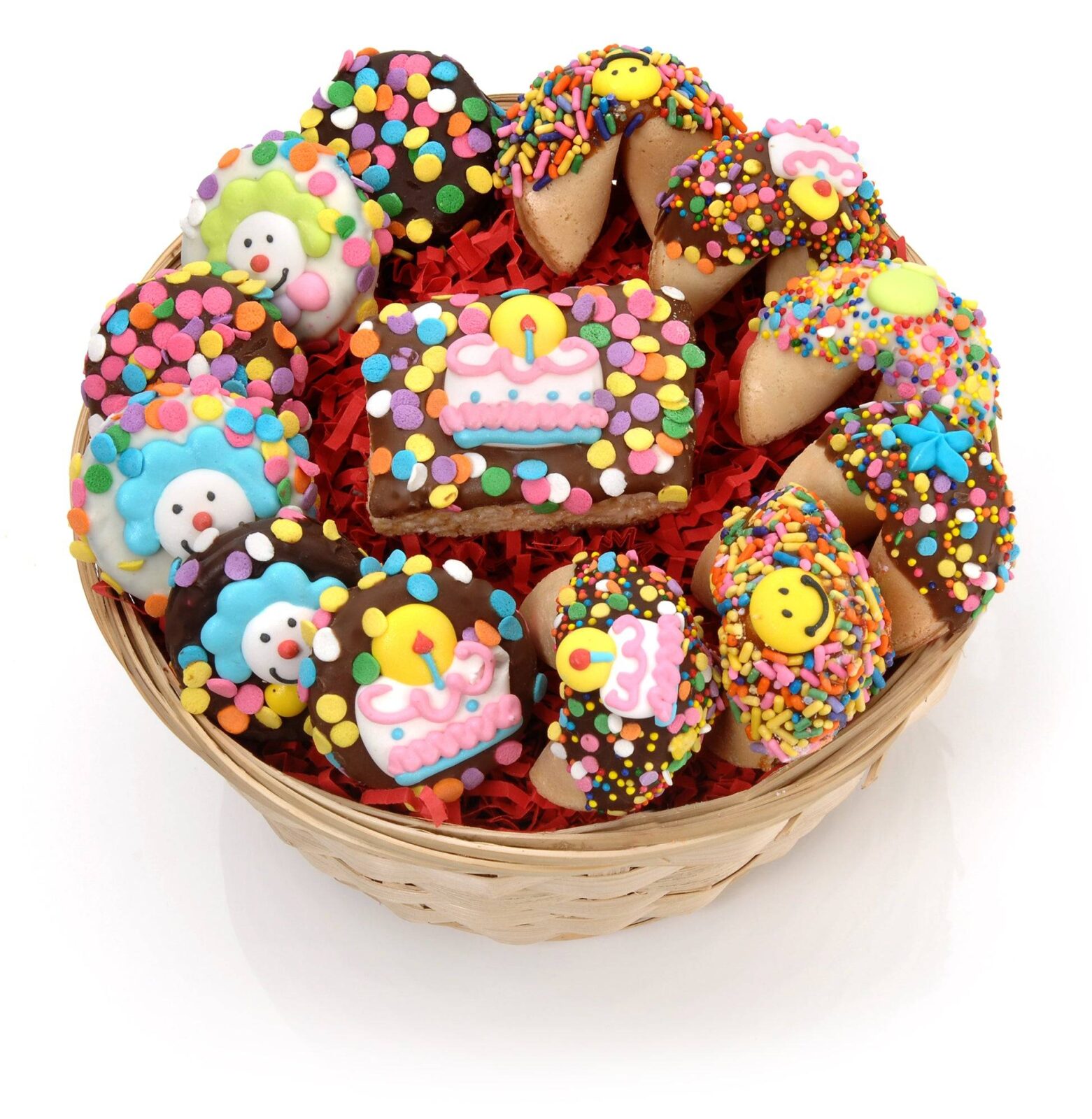 Cesta de regalo de galletas de feliz cumpleaños