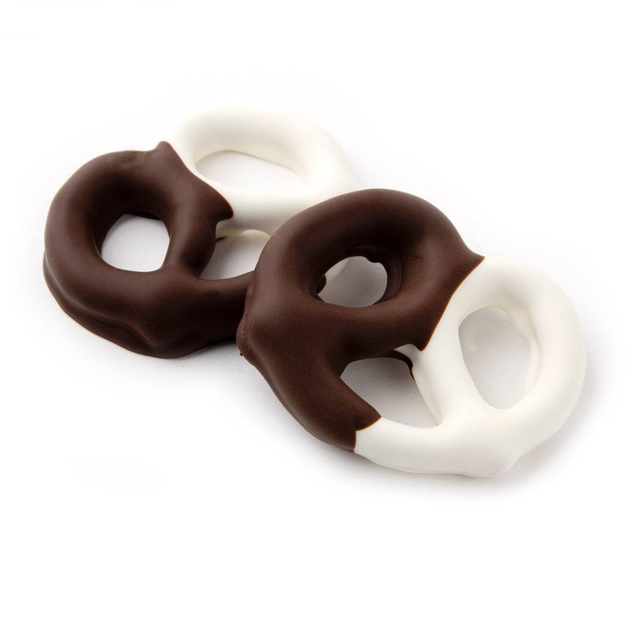 Pretzels cubiertos de chocolate blanco y negro - 96 unidades