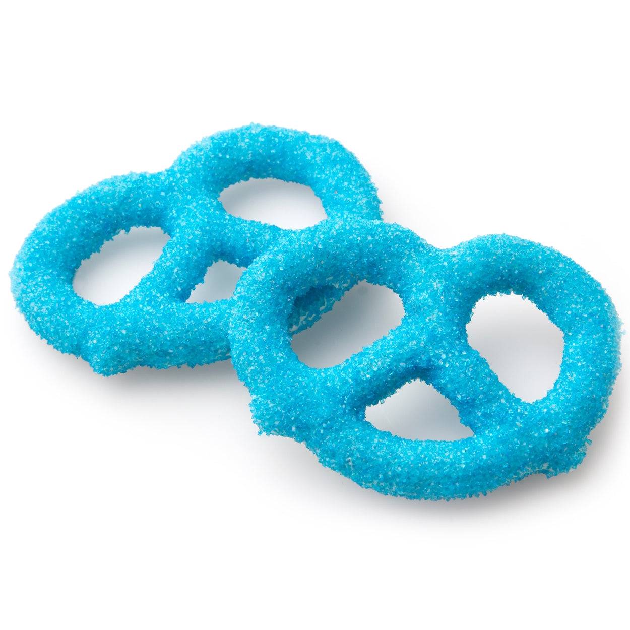 Pretzels cubiertos de chocolate con cristales de azúcar azul - 96 unidades