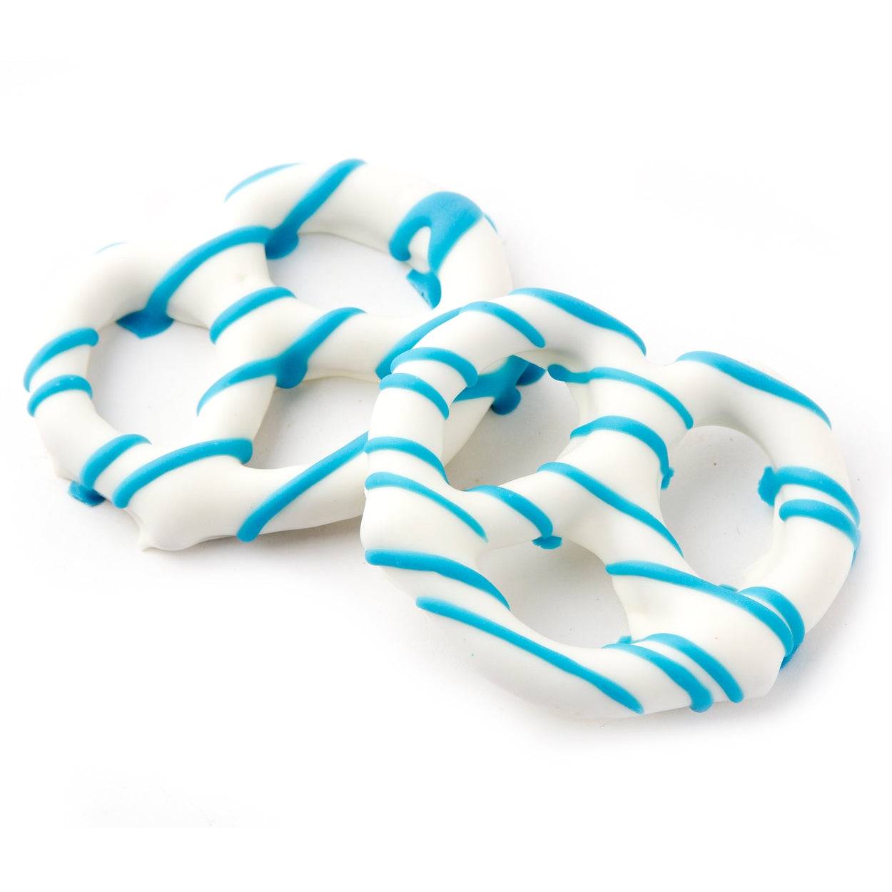 Pretzels cubiertos de chocolate con glaseado azul - 96 unidades