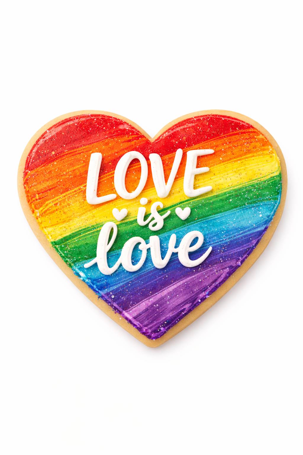 Galleta de corazón "El amor es amor" del Mes del Orgullo - Galleta de azúcar hecha a mano