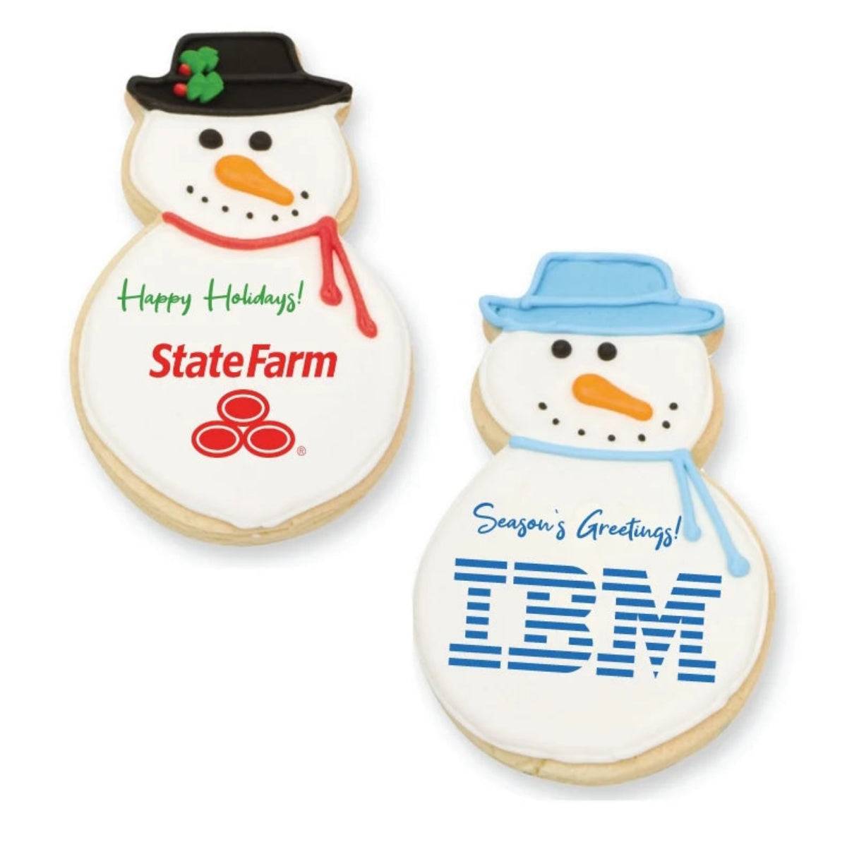 Galleta individual con forma de muñeco de nieve de azúcar glaseado impreso