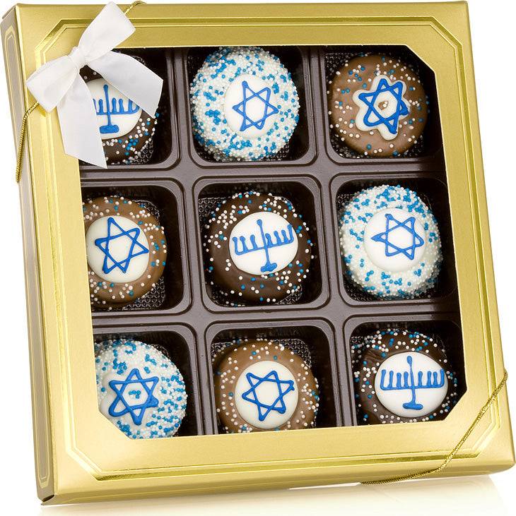 Galleta sándwich de Hanukkah bañada y decorada a mano - Caja de regalo