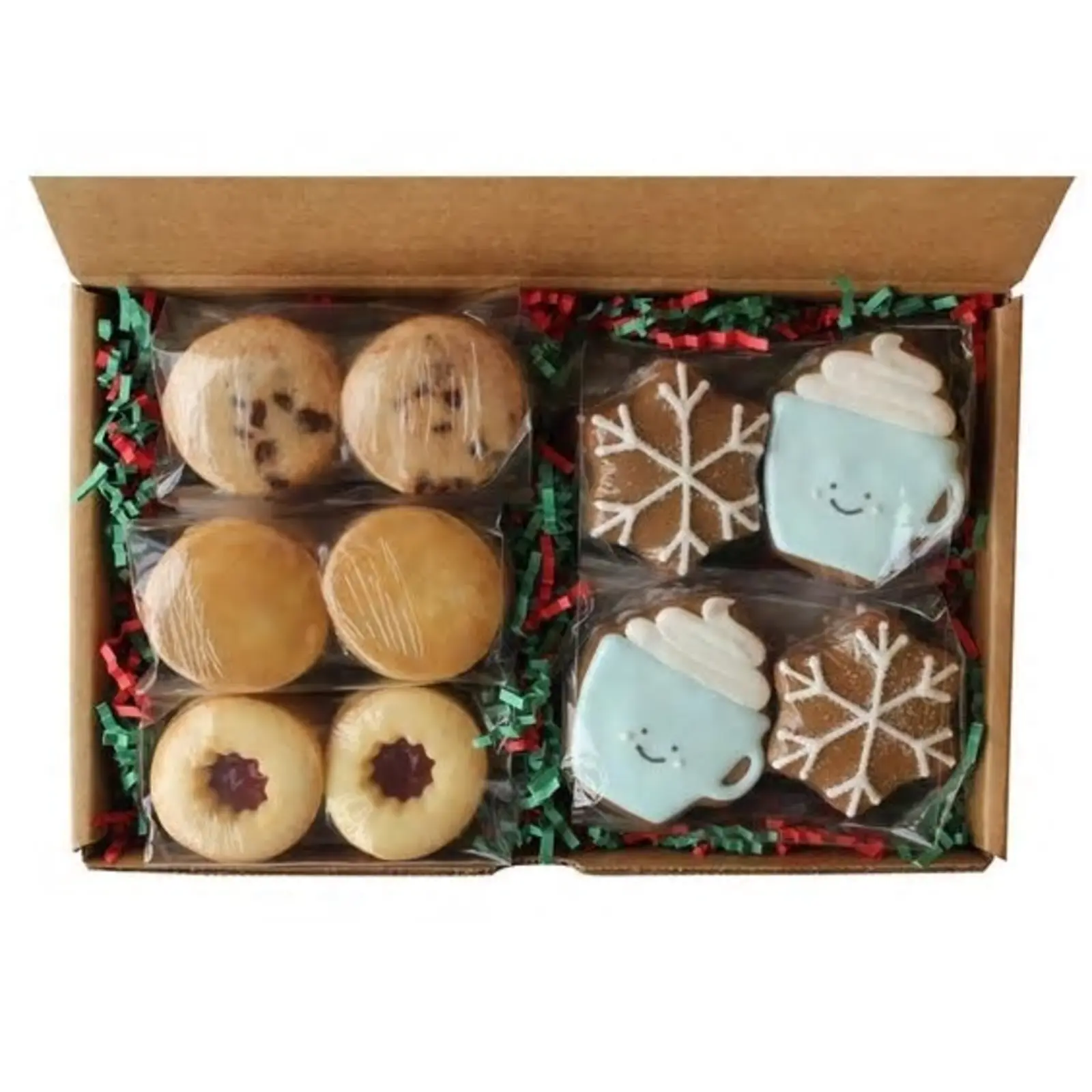 Galletas decoradas a mano estilo chocolate caliente - Caja de regalo de 18 piezas