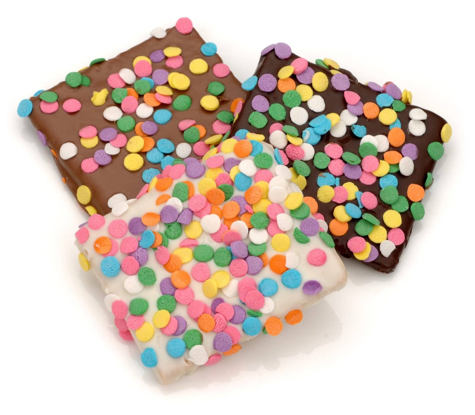 Galleta Graham individual bañada y decorada a mano con chocolate y confeti festivo