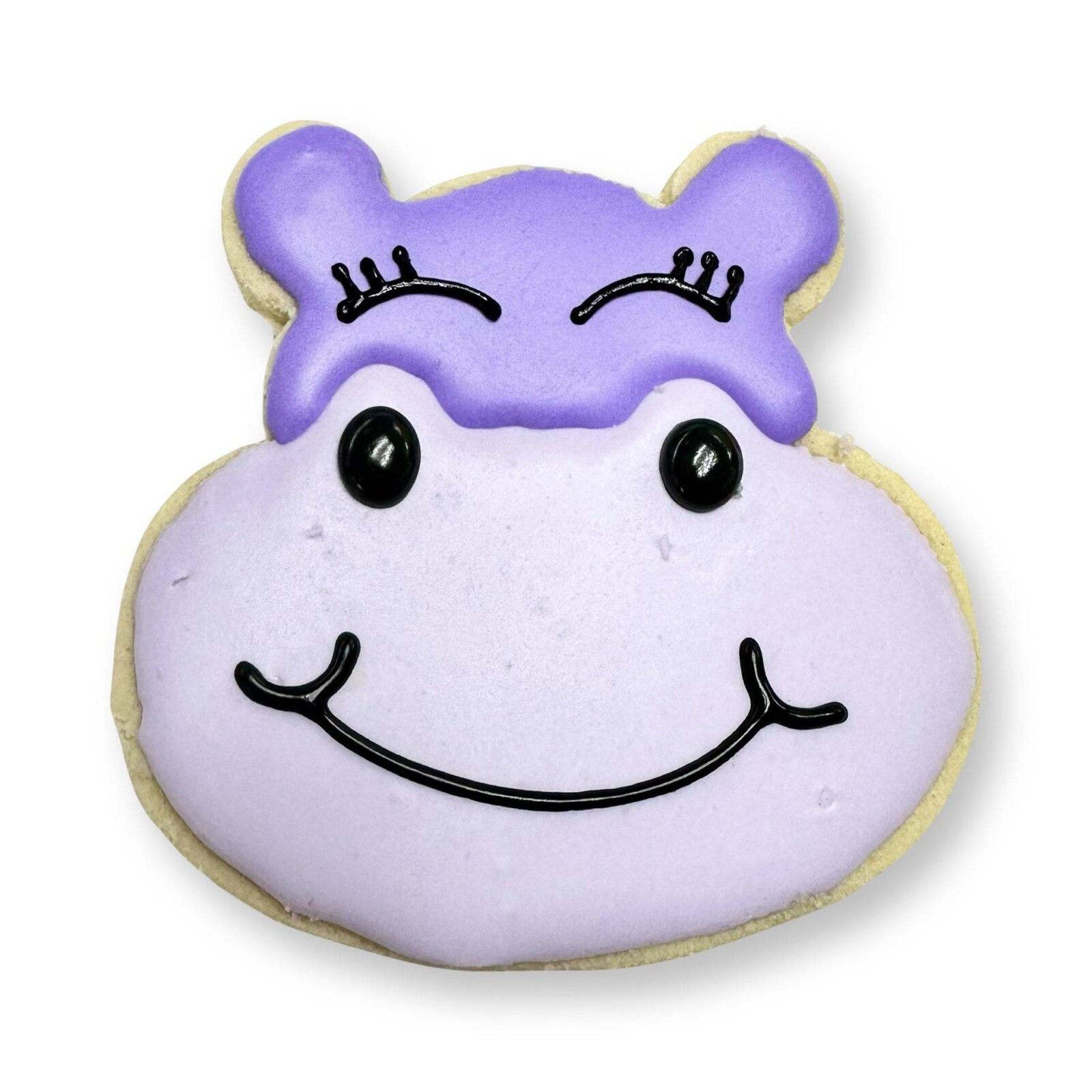 Galleta de azúcar con cara de hipopótamo morado - Individual
