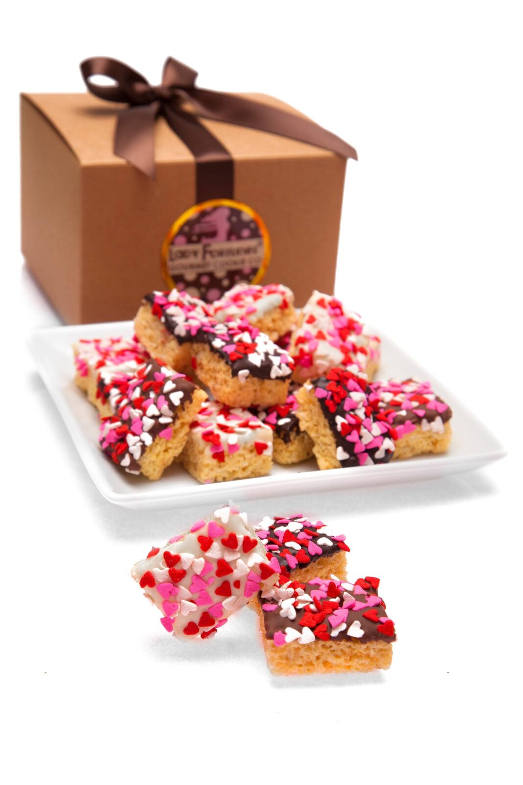 Caja de regalo mini crujiente con chispas de corazones
