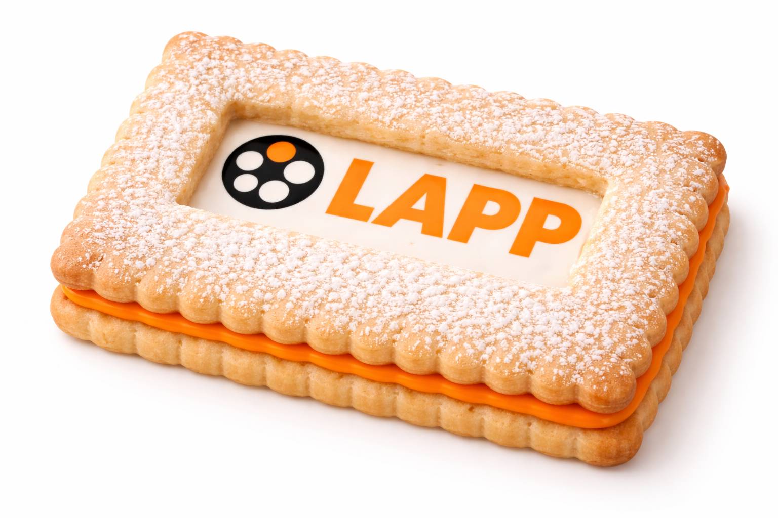 Galleta Linzer con logotipo: rectángulo de 3 x 2,5 pulgadas