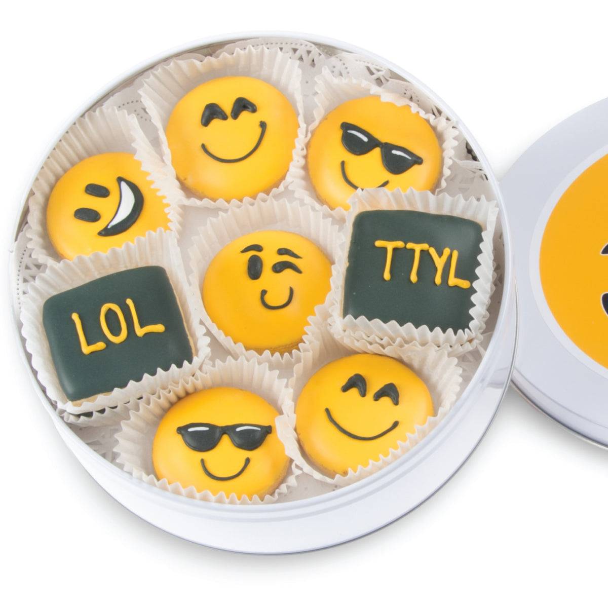 Mini galletas de azúcar glaseadas con emojis - Lata de 20