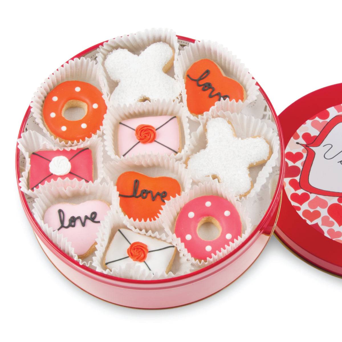 Mini galletas de azúcar glaseadas Love - Lata de 20