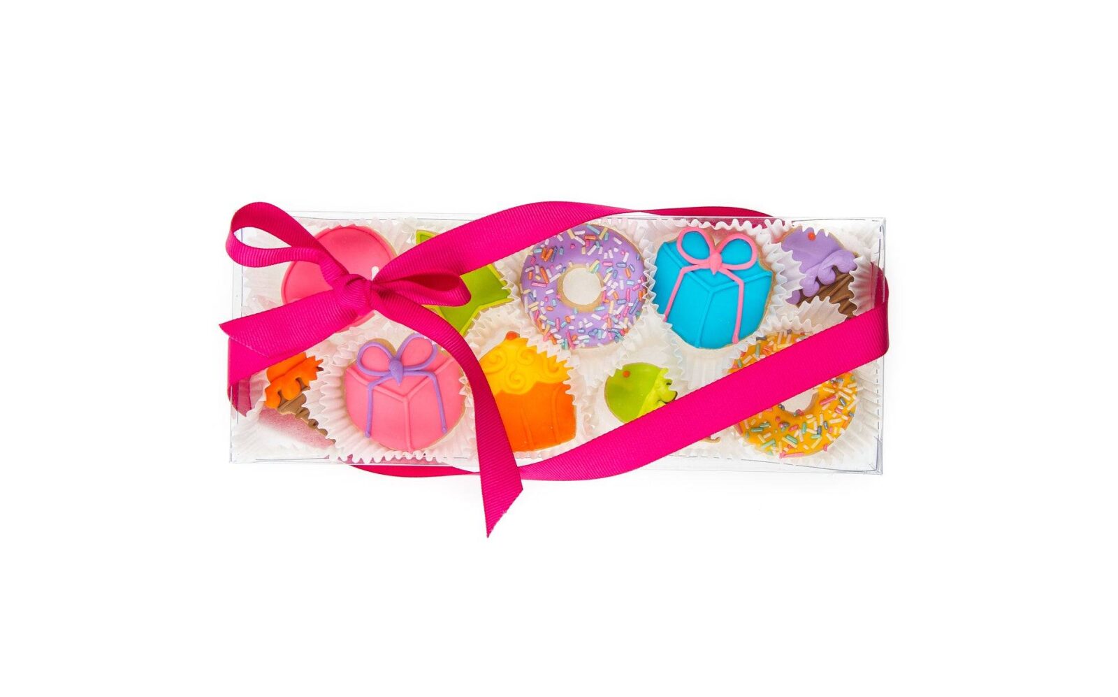 Mini galletas de azúcar glaseadas Sweet Celebration - Caja de regalo transparente de 10 unidades