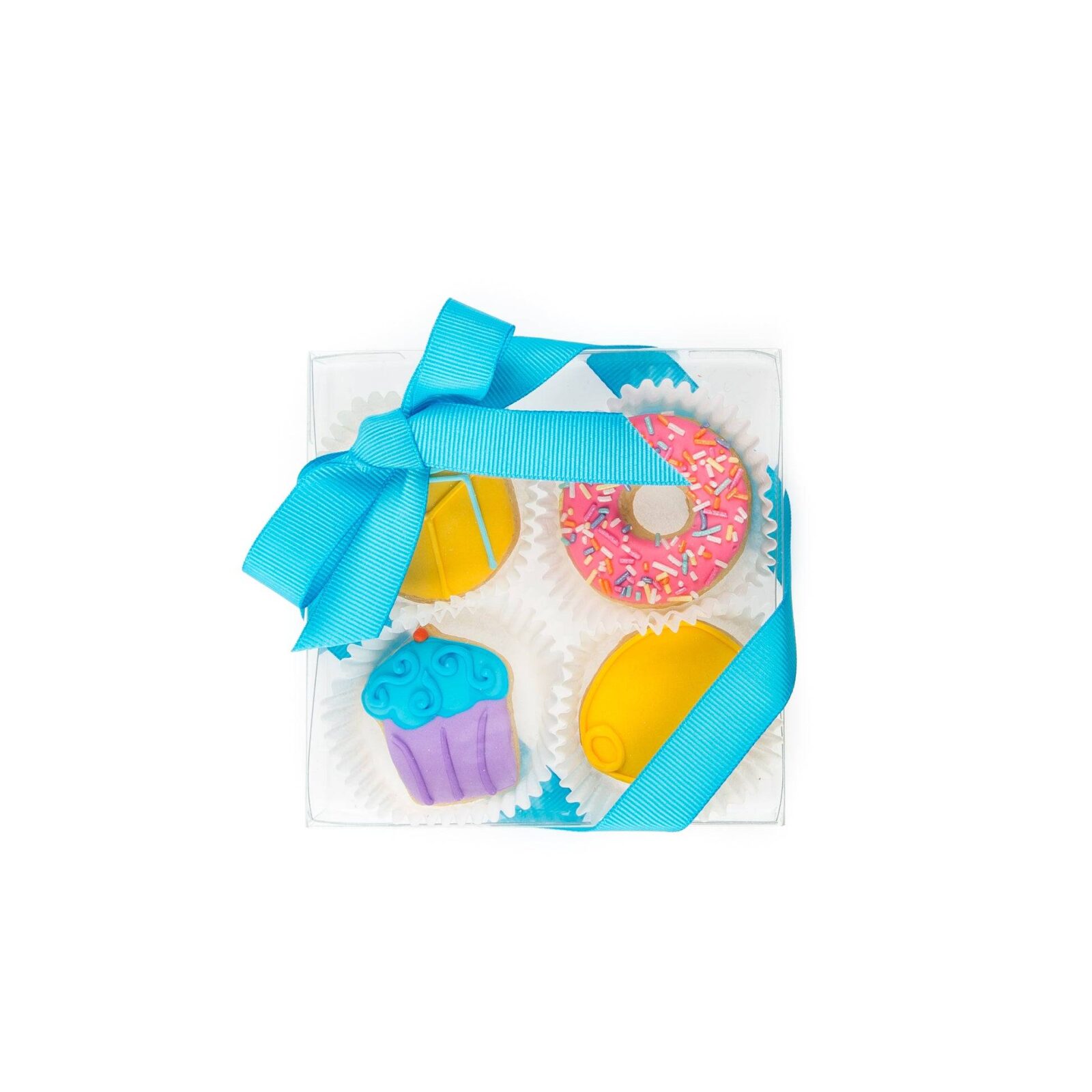 Mini galletas de azúcar glaseadas Sweet Celebration - Caja de regalo transparente de 4 unidades