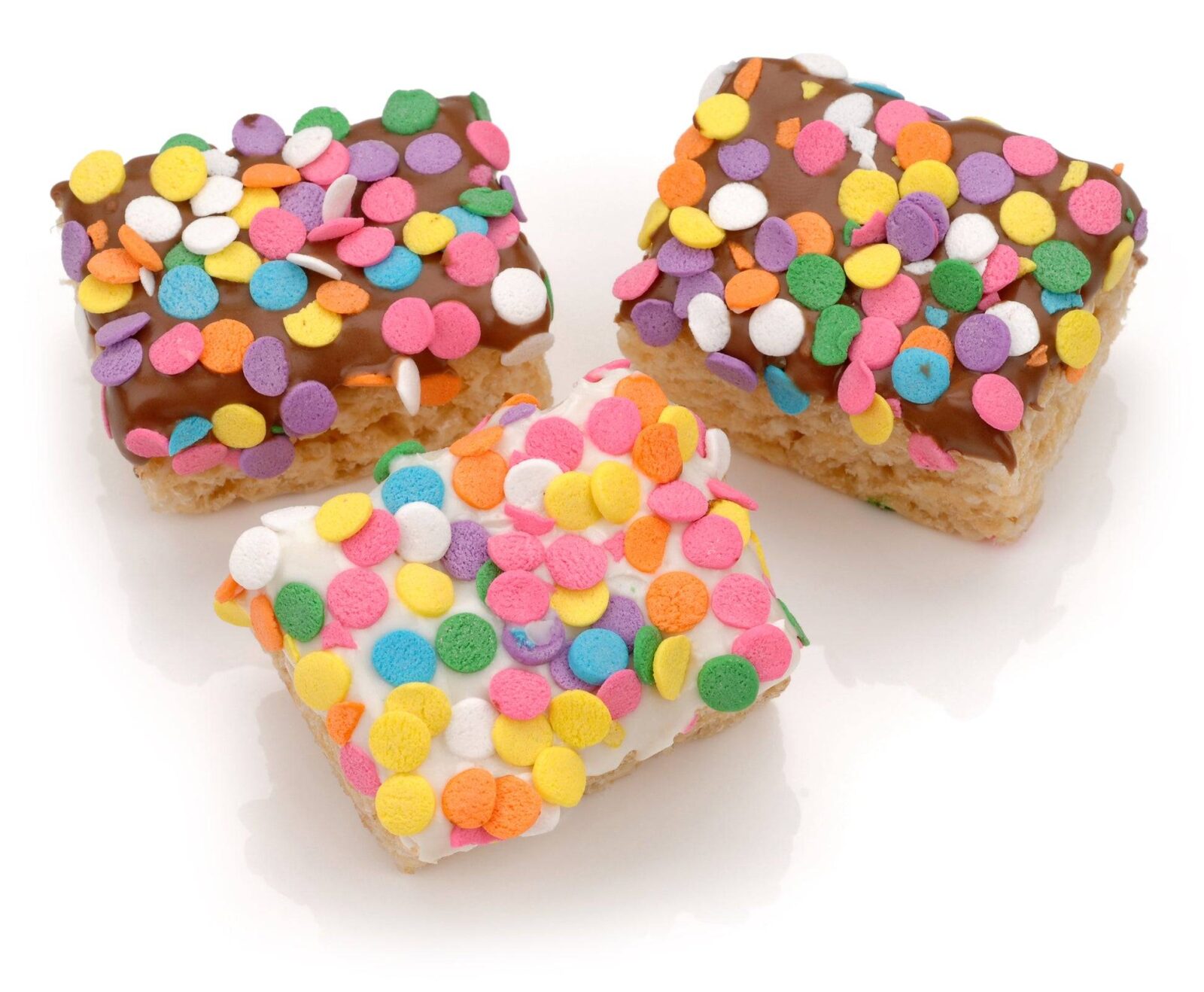 Mini golosina de arroz bañada a mano con chocolate y confeti festivo - Individual
