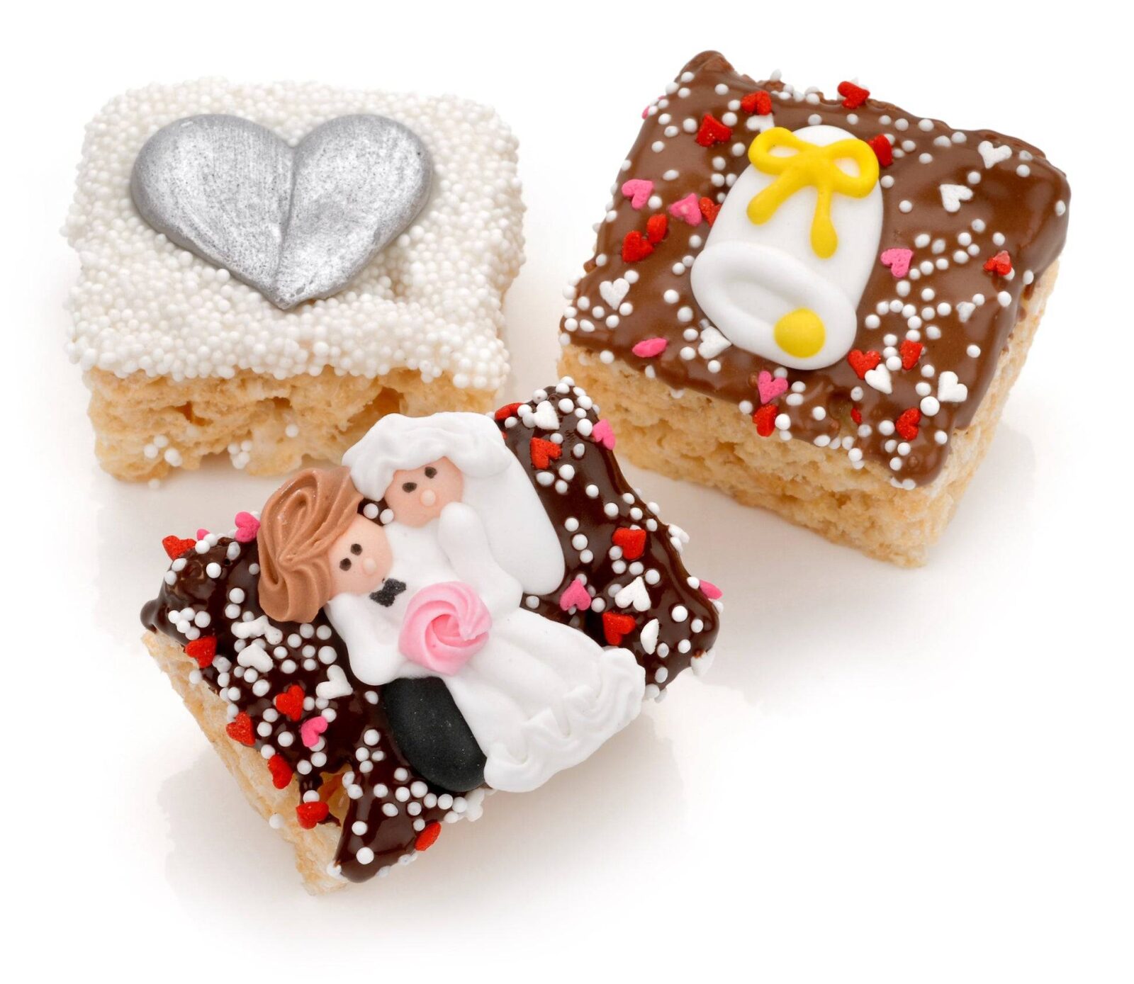 Mini golosina de arroz bañada a mano en chocolate para bodas (individual)