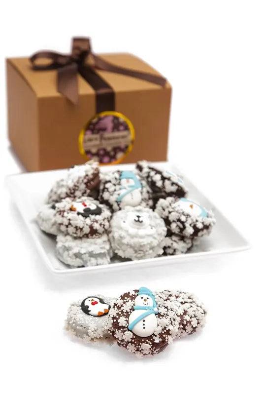 Galleta sándwich bañada en chocolate de invierno - Caja de regalo