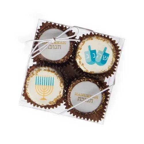 Galletas sándwich de Hanukkah bañadas y decoradas a mano - Caja transparente