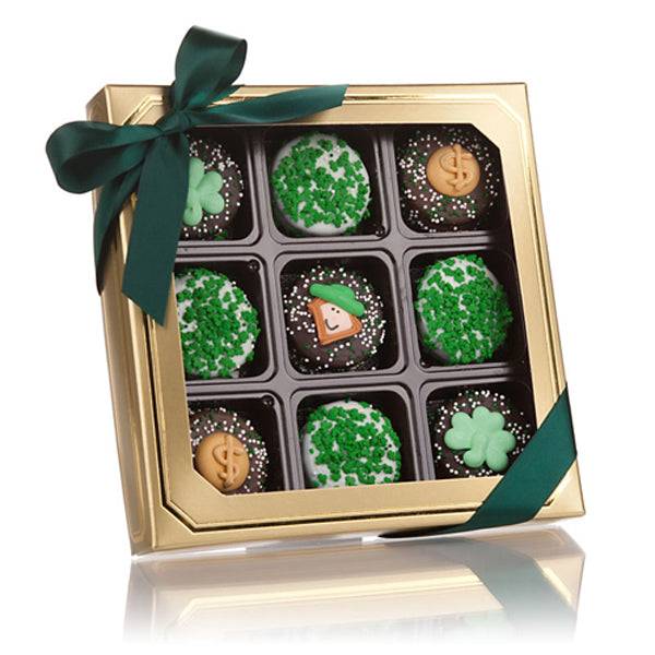 Caja dorada con ventana para el Día de San Patricio (9 unidades)