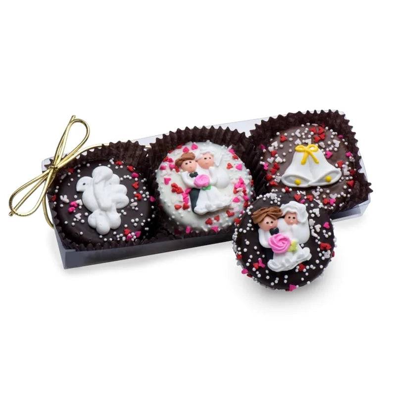 Galletas sándwich bañadas en chocolate para bodas - Caja de regalo transparente