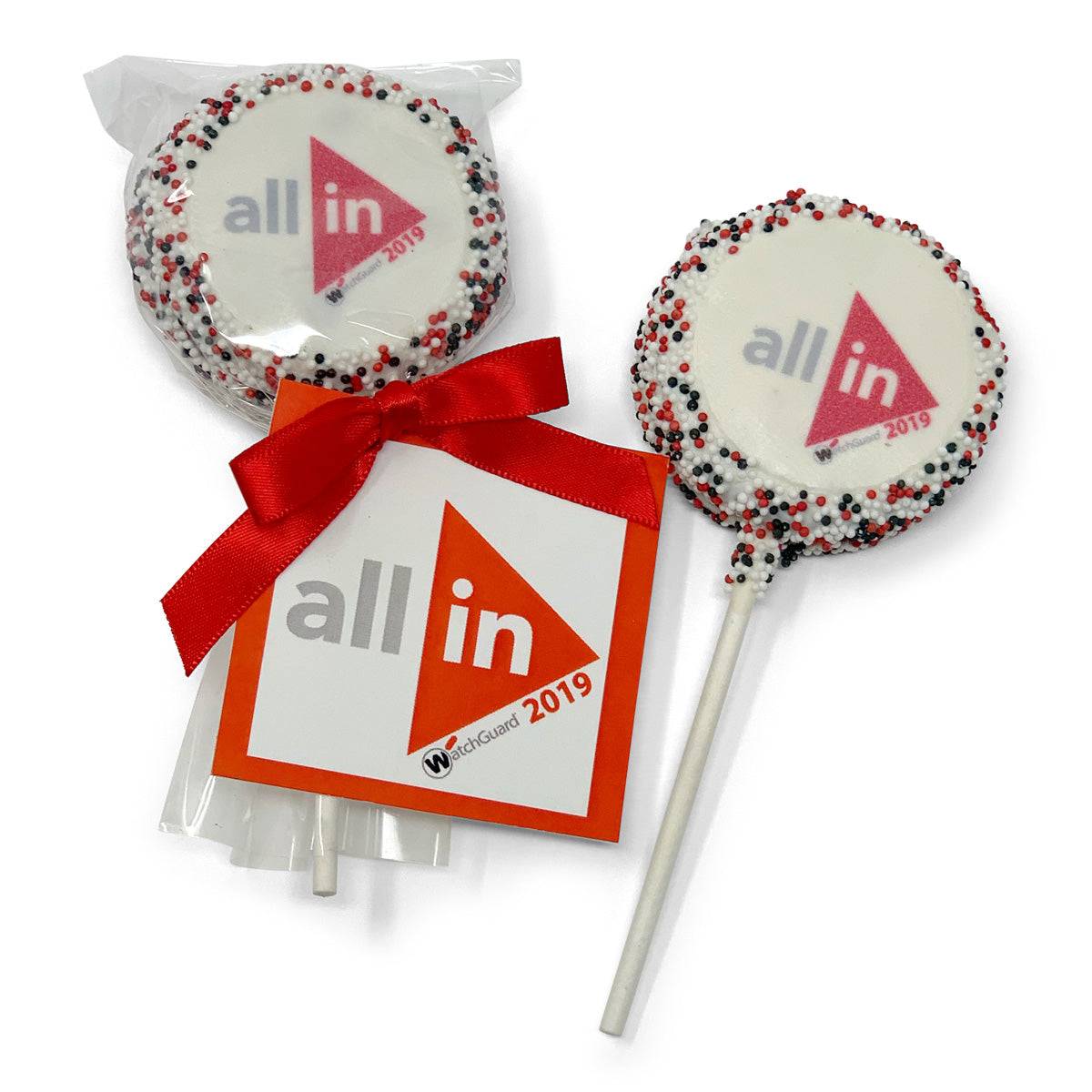 Pop de galleta sándwich con logo/foto y etiqueta colgante personalizada