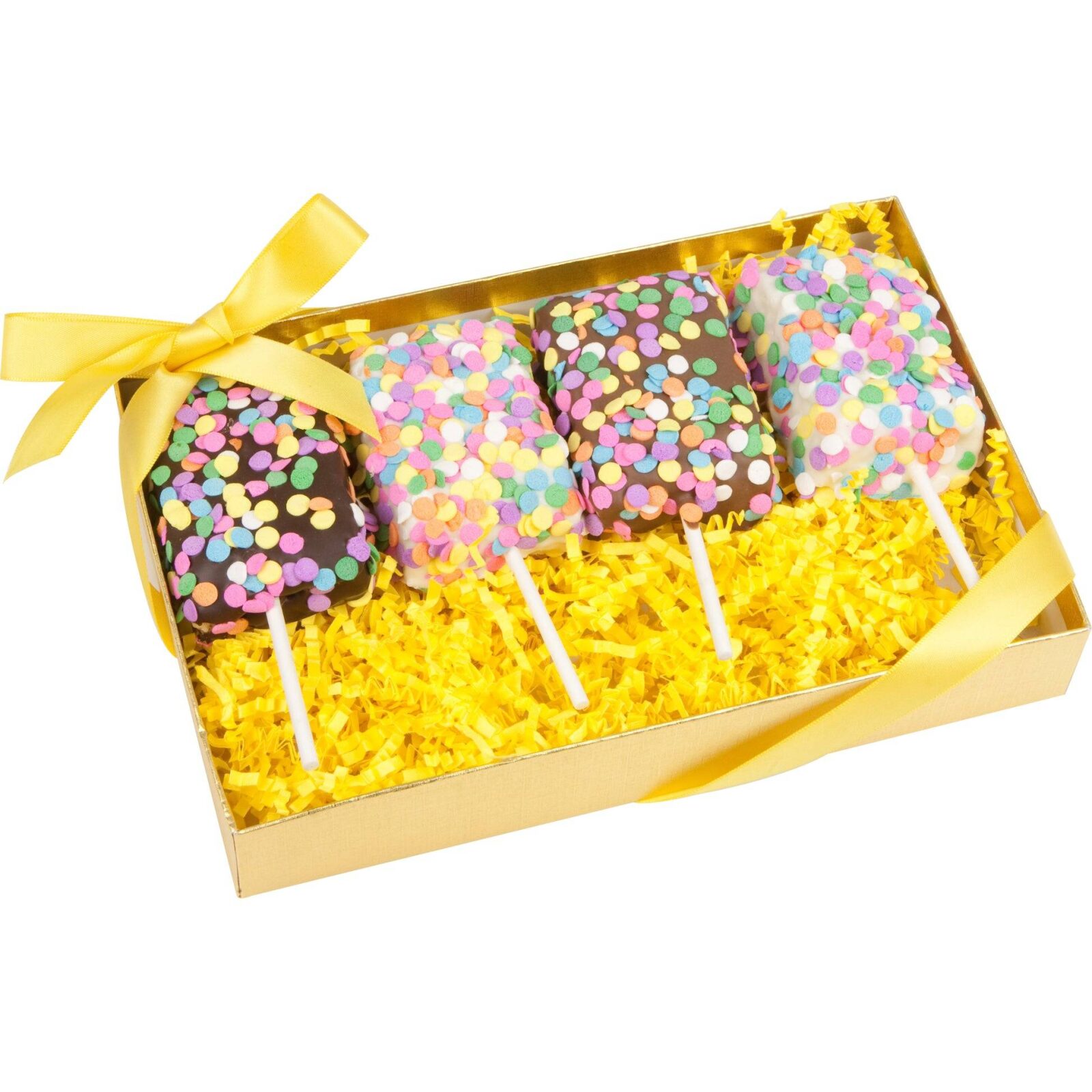 Palitos de arroz inflado con confeti bañados en chocolate - Juego de 4