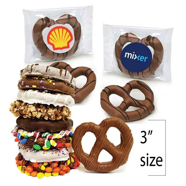 Pretzels retorcidos con etiqueta de 1.5